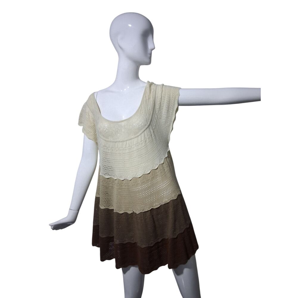 Y2K Vintage Roamans Crochet Knit Womens size Medium Boho Cottagecore Swing Dress
